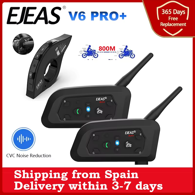 EJEAS V6 PRO Bluetooth para CASCO: Intercom y audio impermeable