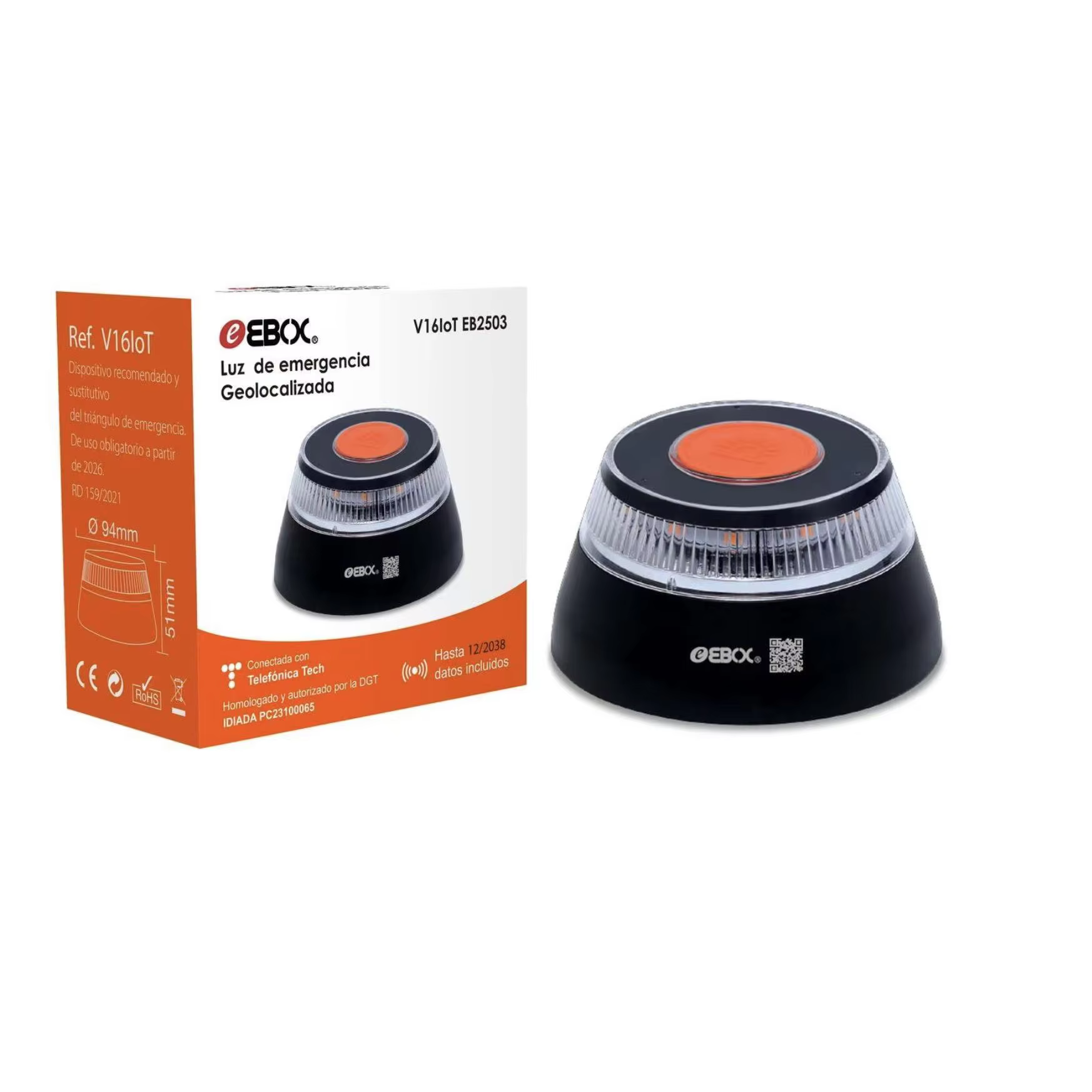 Baliza de emergencia Ebox V16 — LUZ VISIBILIDAD INTENSA