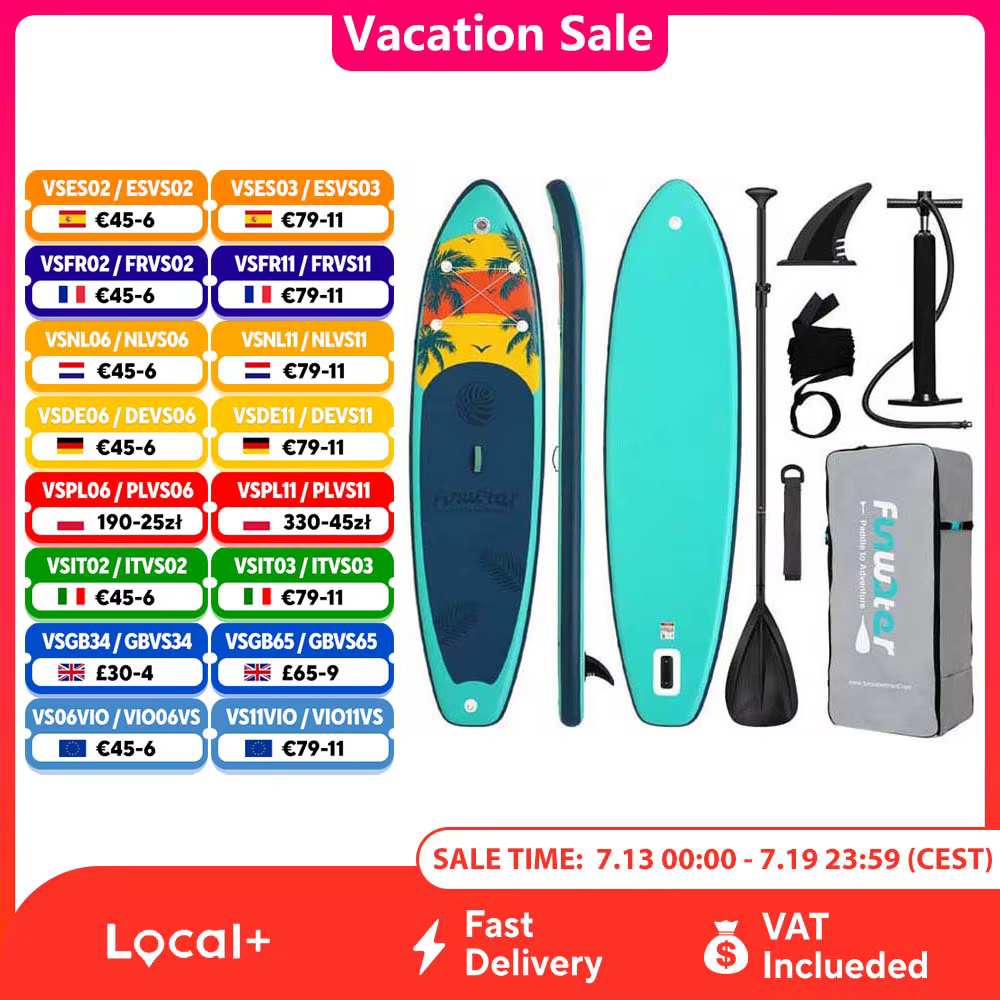 TABLA SUP inflable FunWater — ESTABLE y antideslizante