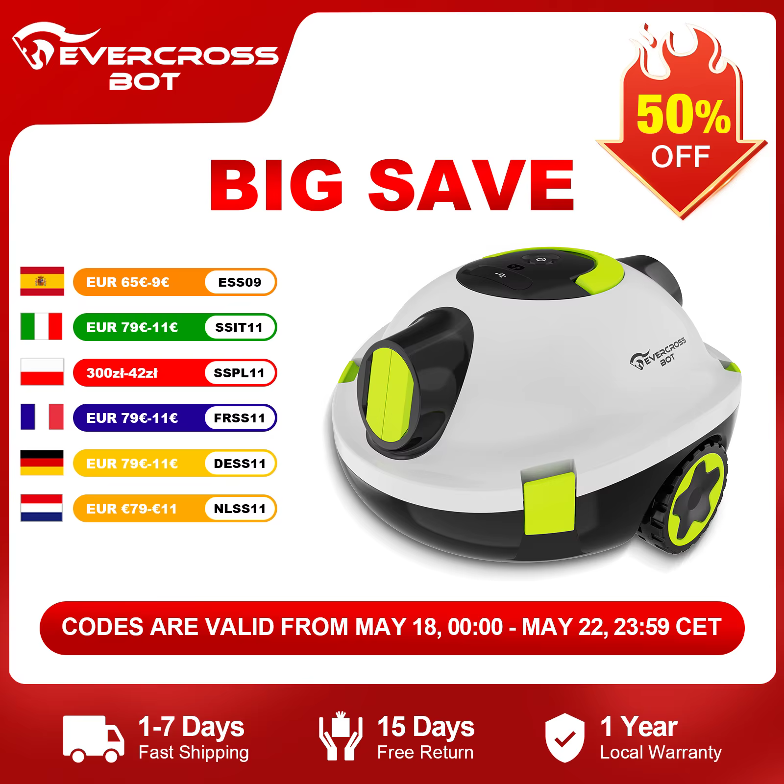 Robot LIMPIA piscinas EVERCROSS — Limpieza eficiente y AUTO