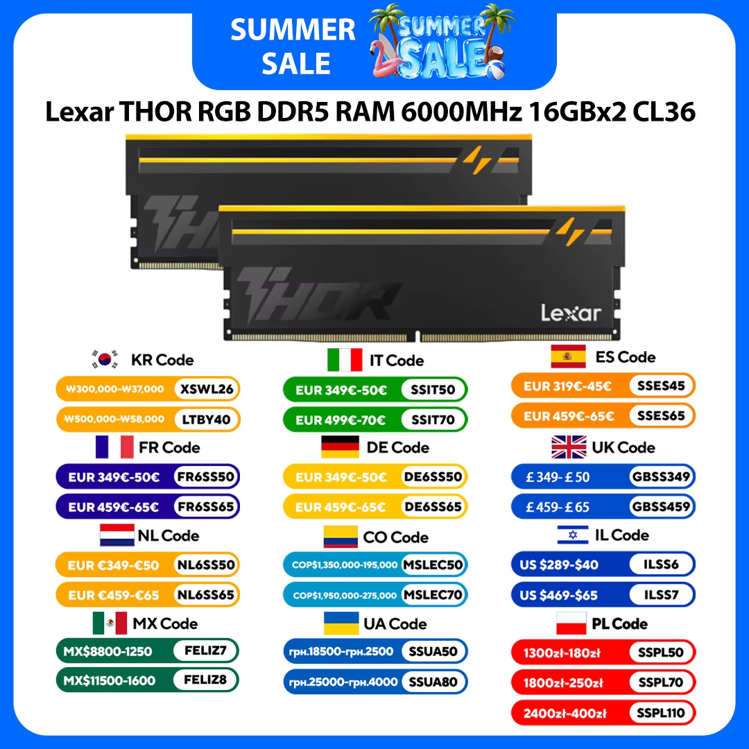 MEMORIA DDR5 Lexar THOR 2x16GB 6000 C36 — ALTO RENDIMIENTO