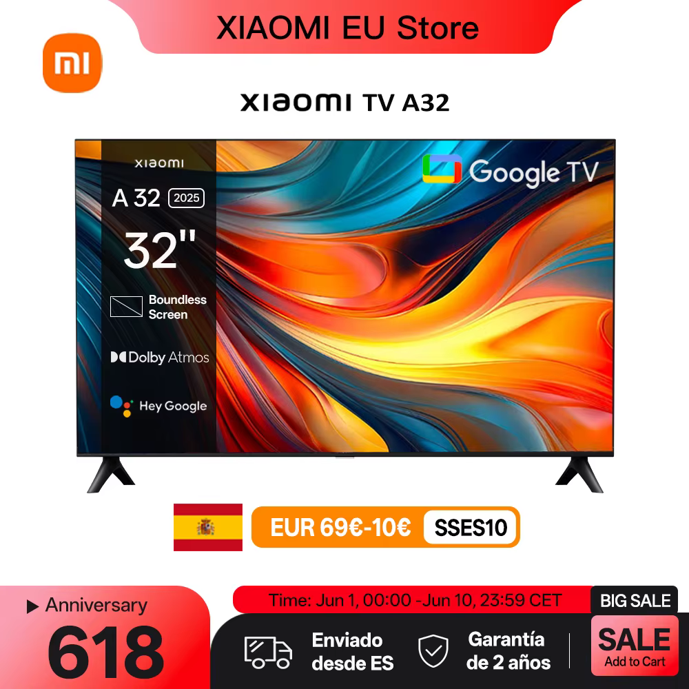 SMART TV XIAOMI 32" HD: IMAGEN NÍTIDA y SONIDO POTENTE
