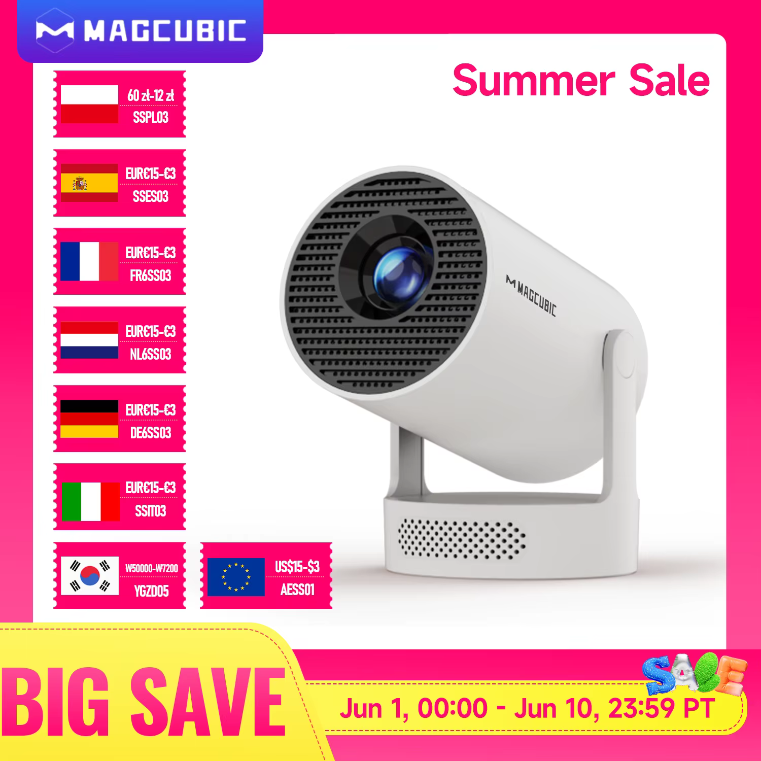PROYECTOR PORTÁTIL MAGCUBIC 8K — CINE en casa y exterior