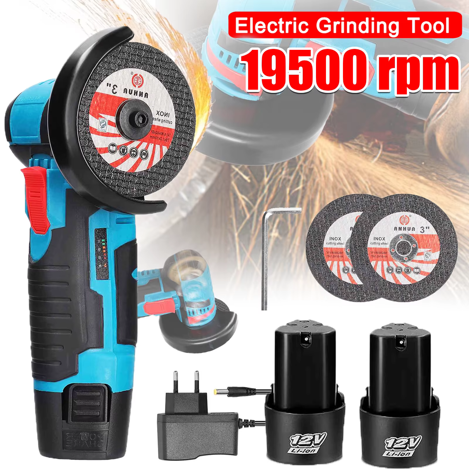 MINI amoladora angular 12V inalámbrica — Corte y pulido profesional