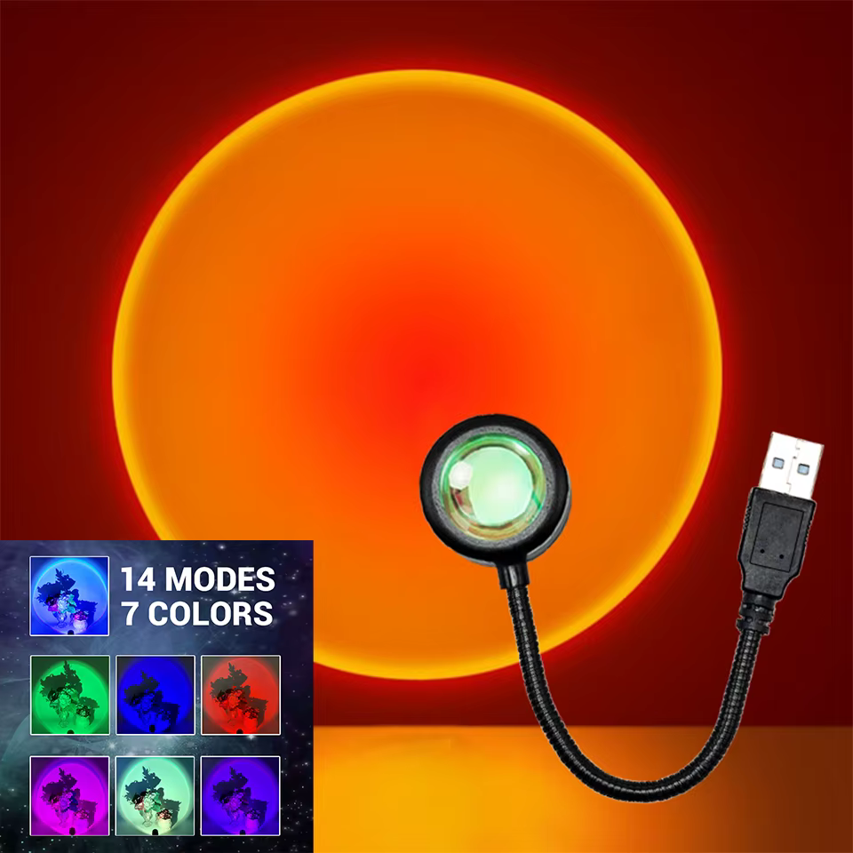 LÁMPARA LED PROYECTOR de puesta de SOL — ambiente cálido por 1,5€