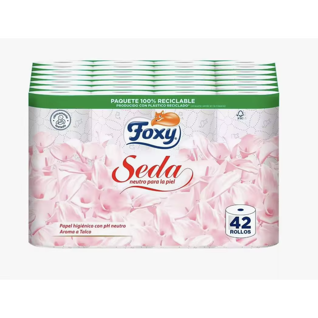 Papel Higiénico FOXY Seda 3 CAPAS — Pack 42 rollos