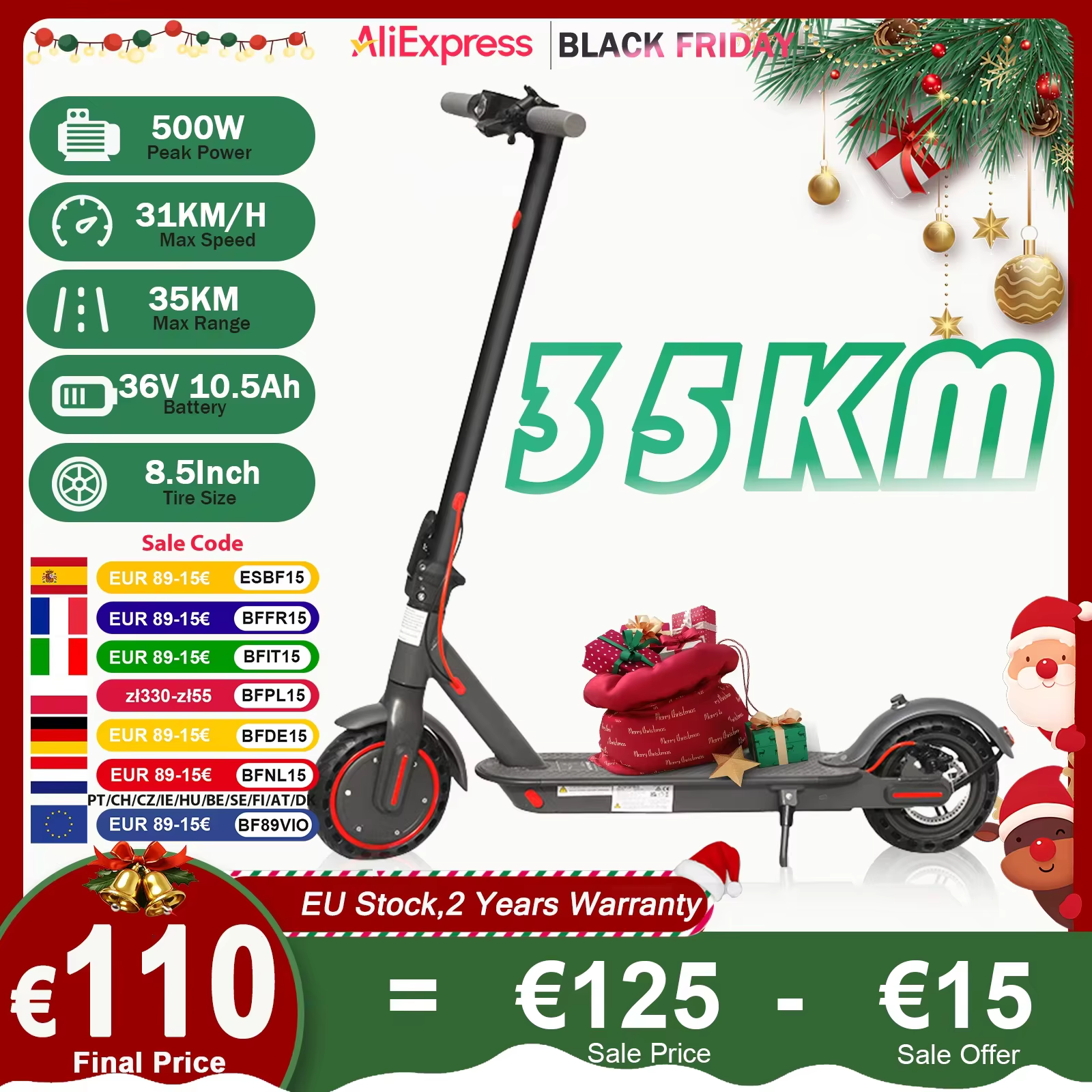 Patinete ELÉCTRICO plegable 35 km autonomía — GRAN AHORRO