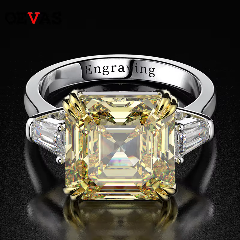 ANILLO de compromiso en Plata 925 con CITRINO y diamante
