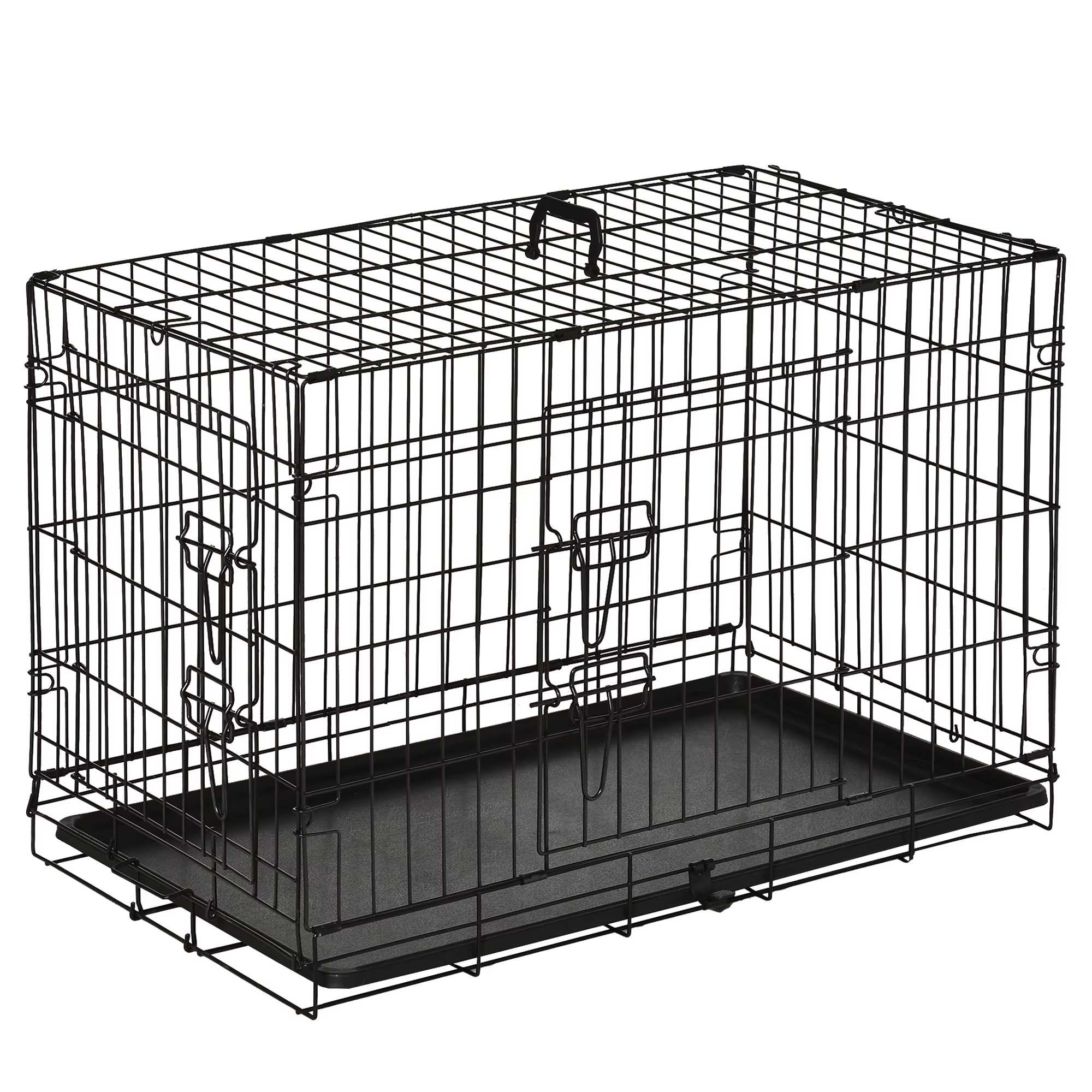 Transportín PLEGABLE para perro robusto con asa — diseño doble puerta