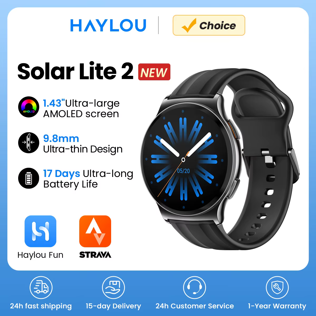 HAYLOU SOLAR LITE 2 — SMARTWATCH con PANTALLA AMOLED