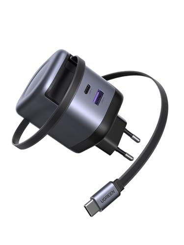 CARGADOR UGREEN 65W GaN con CABLE RETRÁCTIL