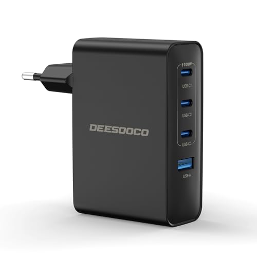 CARGADOR GAN 100W 4 PUERTOS — Carga RÁPIDA para portátiles y móviles