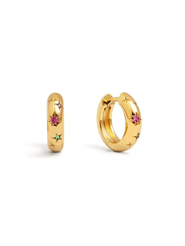 PENDIENTES Spark Color en BAÑO ORO 18Kt - Estrellas y Circonitas