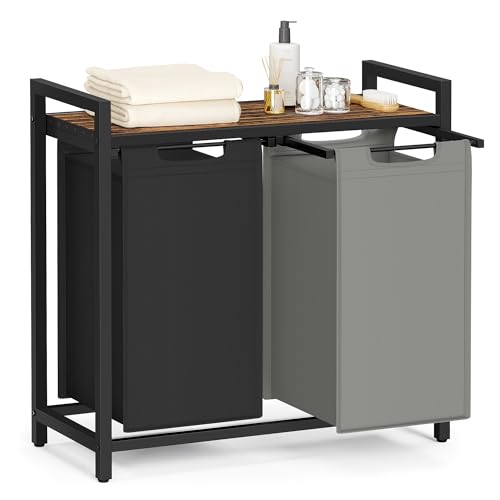 Cesto ROPA sucia doble 92L con bolsas extraíbles