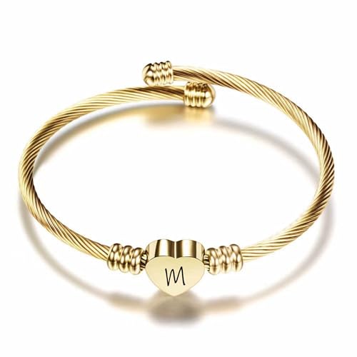 Pulsera ajustable con CORAZÓN e inicial personalizada
