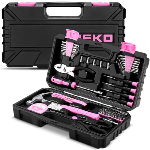 Maletín de herramientas ROSA de 62 piezas para BRICOLAJE
