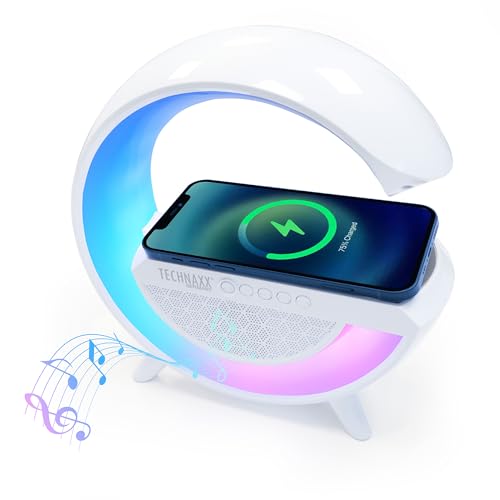 Lámpara LED Technaxx con ALTAVOZ y carga inalámbrica